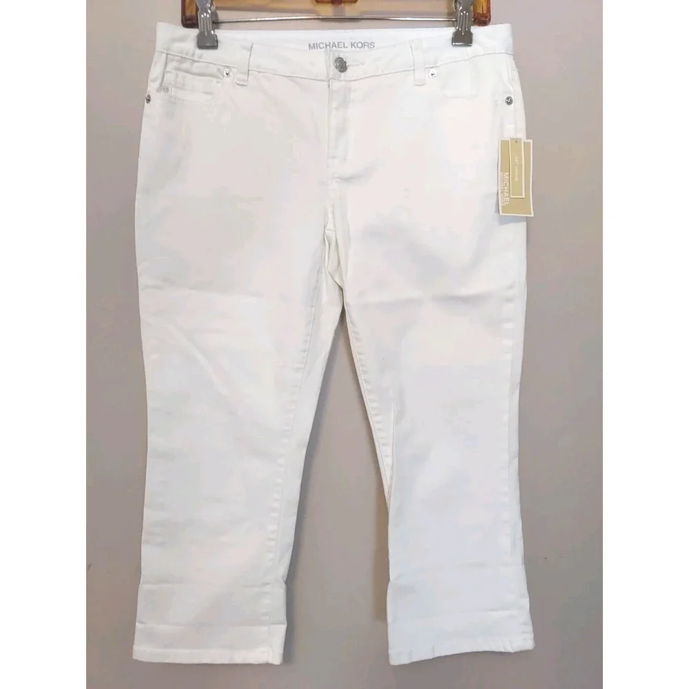 Michael Kors Women White Skinny Leg Stretch Ankle Pants Size‎ 4